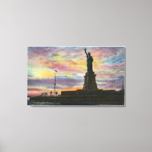 NYC nya YorkSunrise beskådar av frihetsgudinnan Canvastryck