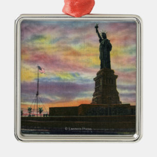 NYC nya YorkSunrise beskådar av frihetsgudinnan Julgransprydnad Metall