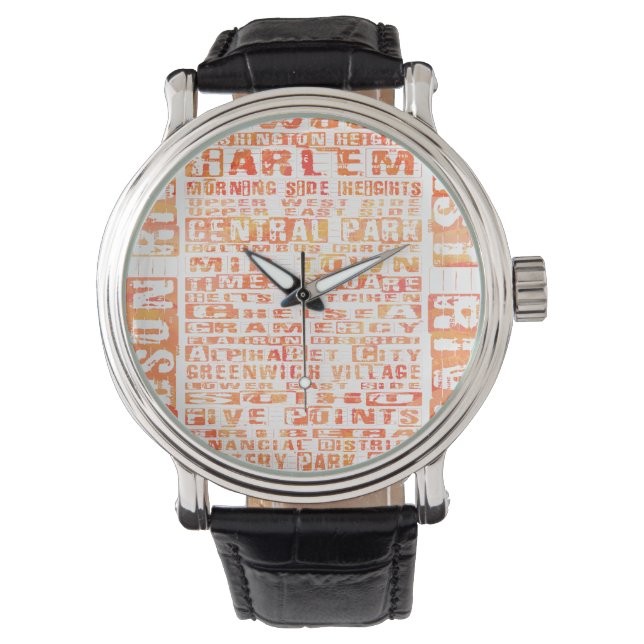 NYC-Orangen för grannskap Armbandsur (Framsida)