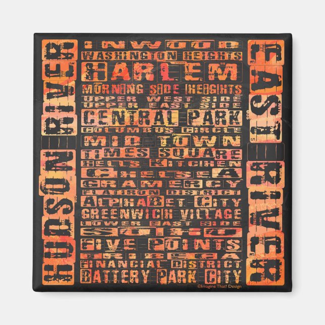 NYC-Orangen för grannskap Magnet (Framsidan)