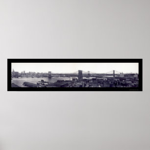NYC Öster River Bridges Photo 1909 Poster