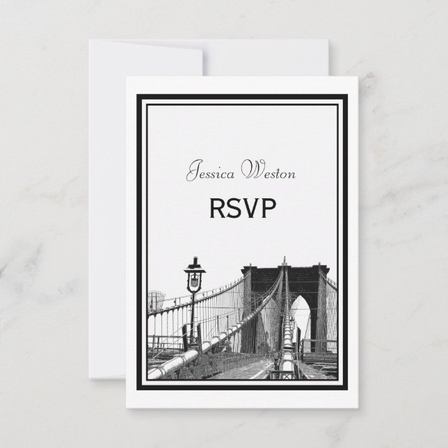 NYC Panorama Bklyn Bridge #2 Etsad RSVP OSA Kort (Framsida)