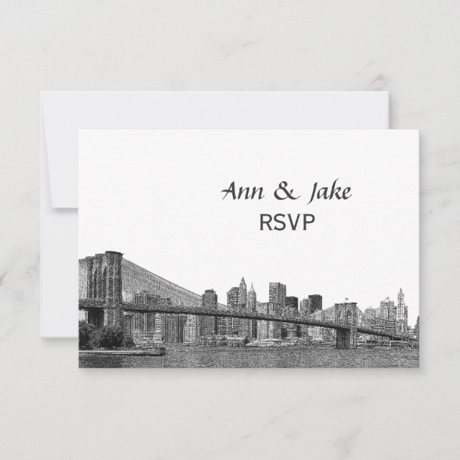 NYC Panorama Bklyn Bridge Etched #2H RSVP OSA Kort (Framsida)