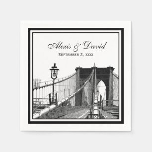 NYC Panorama Brooklyn Bridge #2 SQ Bröllop Pappersservett