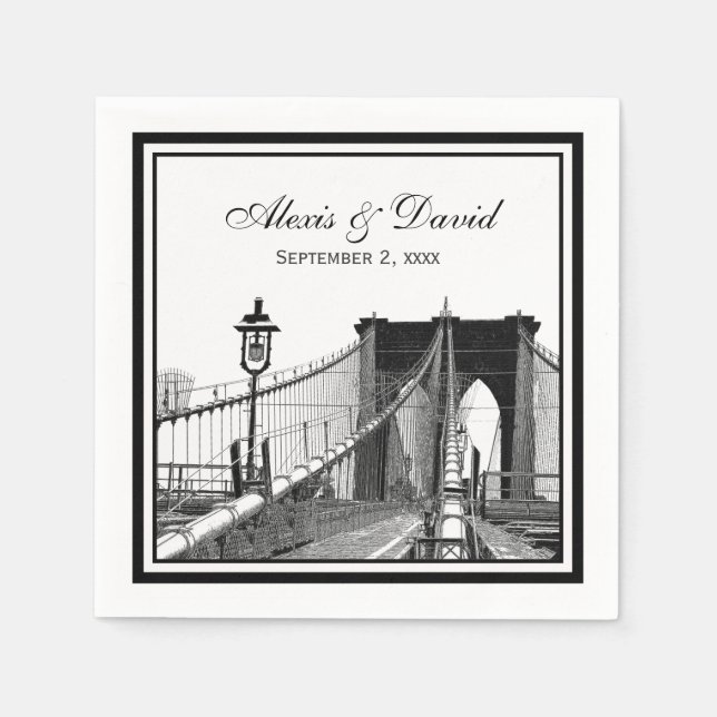 NYC Panorama Brooklyn Bridge #2 SQ Bröllop Pappersservett (Framsidan)