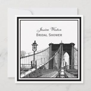 NYC Panorama Brooklyn Bridge #2 SQ Bröllopsdusch Inbjudningar