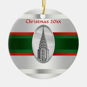 NYC Panorama: Chrysler Building Jul #3W Julgransprydnad Keramik