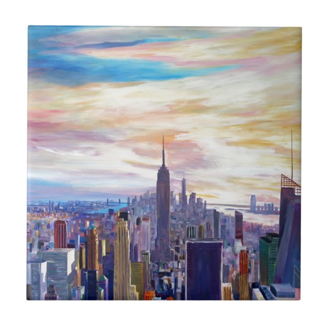 NYC-panorama med Chrysler och empire state Kakelplatta (Framsidan)
