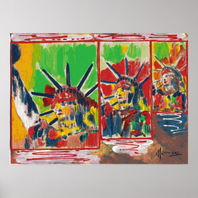 NYC Peter Max stil 3 friheter 9-11 Poster (Framsidan)