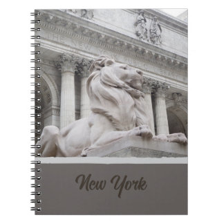 NYC Public Library Lejon Spiral Foto Anteckningsbo Anteckningsbok