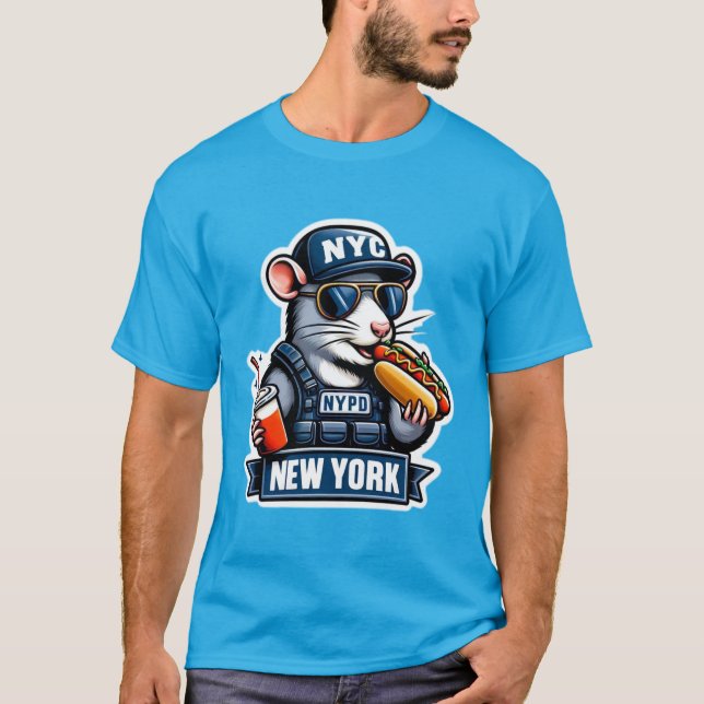 NYC RÅTTA ÄTER EN HETT HUND T SHIRT (Framsida)