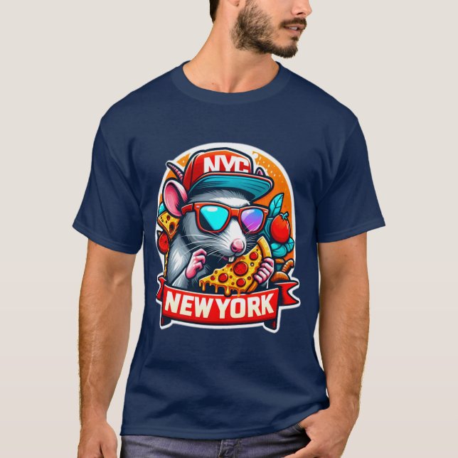 NYC RÅTTA ÄTER NY YORK PIZZA 2 T SHIRT (Framsida)