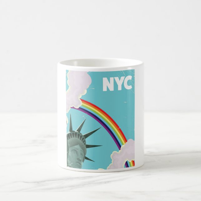 NYC-regnbåge vintage resestil affisch Kaffemugg (Center)