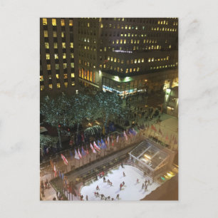 NYC Rockefeller Center jul Ice Skating Rink Helg Vykort