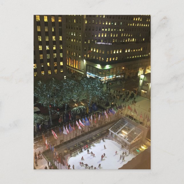 NYC Rockefeller Center jul Ice Skating Rink Helg Vykort (Framsida)