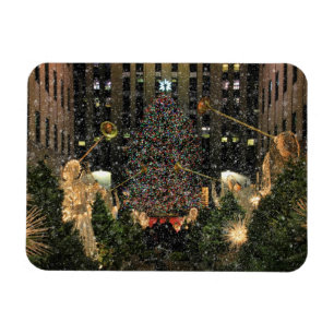 NYC Rockefeller Center Julafton Träd Falling Snö Magnet