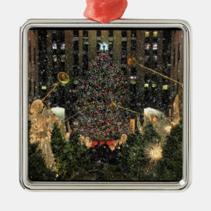 NYC Rockefeller Center Julgran Fallande Snö Julgransprydnad Metall