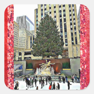 NYC Rockefeller centrerar Fyrkantigt Klistermärke