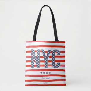NYC röd, vit- & blåttdesign Tygkasse