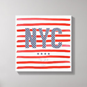 NYC Röd, vit och blå design Canvastryck