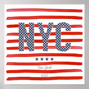 NYC Röd, vit och blå design Poster