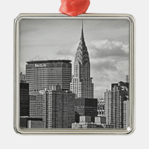 NYC:s skyline: Chrysler Building, Met Life SV Julgransprydnad Metall