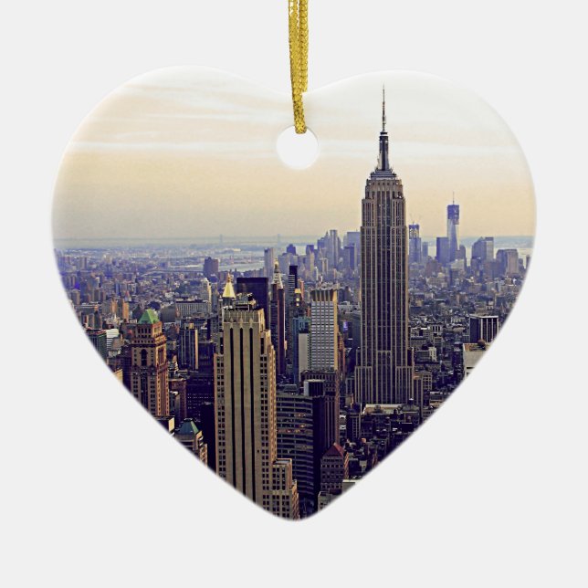 NYC:s skyline Emp St Building, WTC 4 Julgransprydnad Keramik (Framsidan)