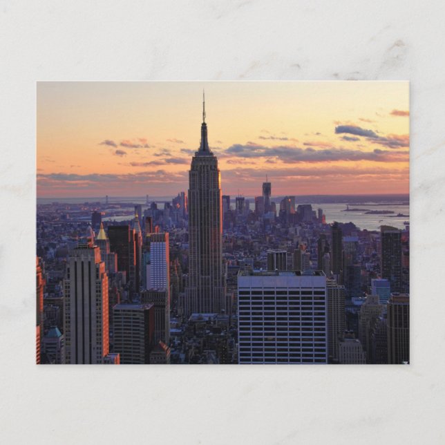 NYC:s skyline strax före solnedgång Vykort (Framsida)