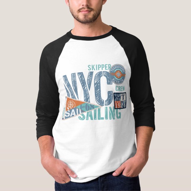 NYC Sailing Klubb - Regatta Stil T Shirt (Framsida)