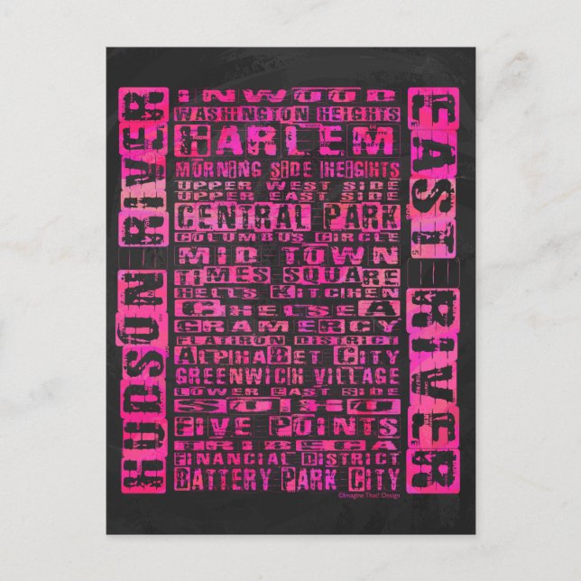 NYC-Shock rosa för grannskap Vykort (Framsida)