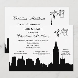 NYC Silhuett Baby Shower Stork Inbjudningar