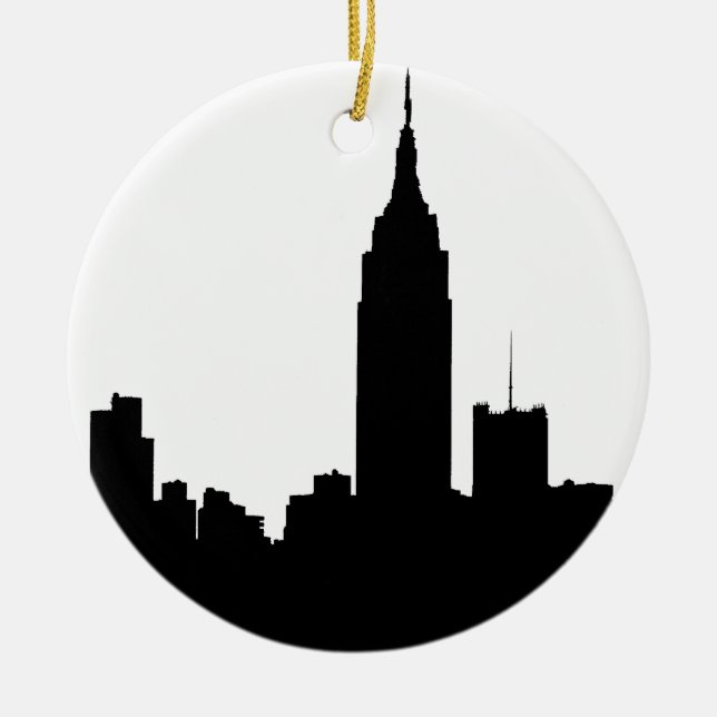 NYC Siluett av Skyline, Emp St Bldg #1 Julgransprydnad Keramik (Framsidan)