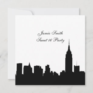 NYC Siluett av Skyline, ESB #1 BW Sweet 16 SQ Inbjudningar