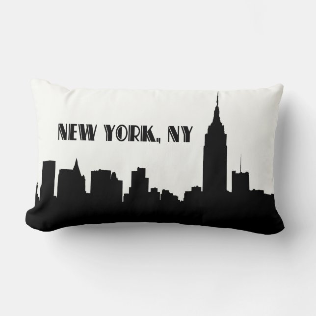 NYC Siluett av Skyline, ESB #1 Lumbarkudde (Framsida)