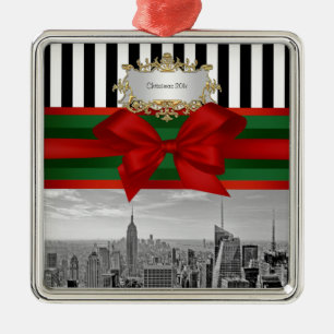 NYC Siluett Empire State Building Jul Svart Vit Ra Julgransprydnad Metall