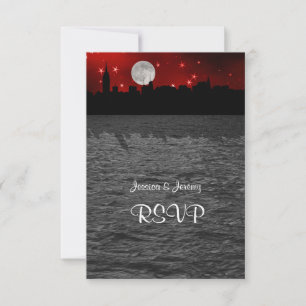 NYC Siluett Måne Röd RSVP 1 OSA Kort