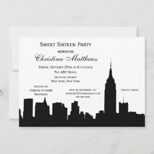 NYC Siluett Sweet Sixteen Inbjudningar