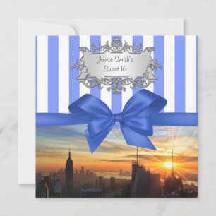 NYC Siluett vid solnedgång Söt 16 Födelsedagsinbju Inbjudningar