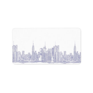 NYC-skiss i ljusblå blått Adressetikett