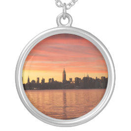 NYC Skylin Sunset Silverpläterat Halsband