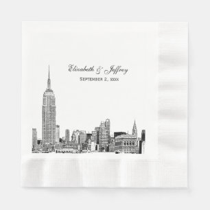 NYC Skyline 01 Etchd DIY BG Color Bröllop Pappersservett