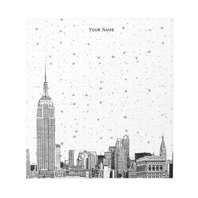 NYC Skyline 01 Etchd DIY BG Färg Starry Anteckningsblock (Framsida)