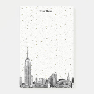 NYC Skyline 01 Etchd DIY BG Färg Starry Post-it Block