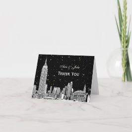 NYC Skyline 01 Etchd Starry DIY BG Färg Tack Kort