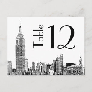 NYC Skyline 01 Etched Bordsnummer Card