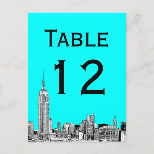 NYC Skyline 01 Etched Bordsnummer Card