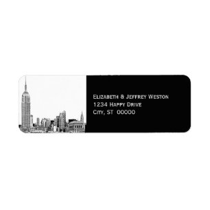 NYC Skyline 01 Etched DIY BG Address Label Returadress Etikett