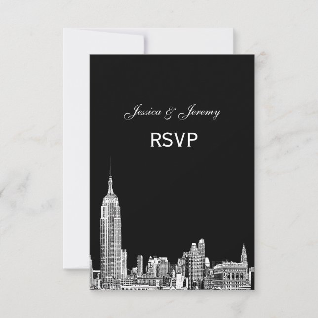 NYC Skyline 01 Etched RSVP #1 Med meny (Framsida)