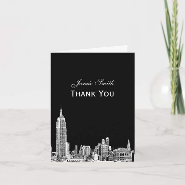 NYC Skyline 01 Etched Tack Kort (Framsida)