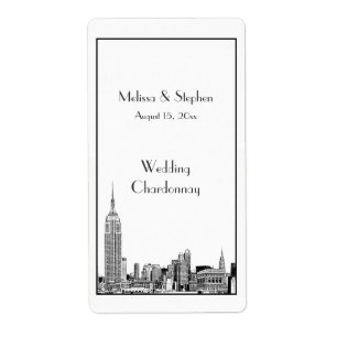 NYC Skyline 01 Etched Vin-etikett Fraktsedel